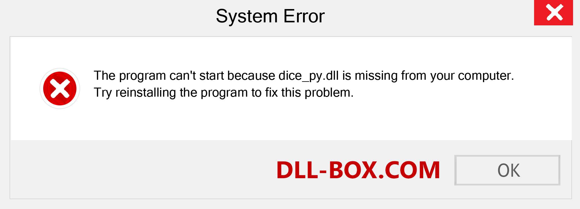  dice_py.dll file is missing?. Download for Windows 7, 8, 10 - Fix  dice_py dll Missing Error on Windows, photos, images