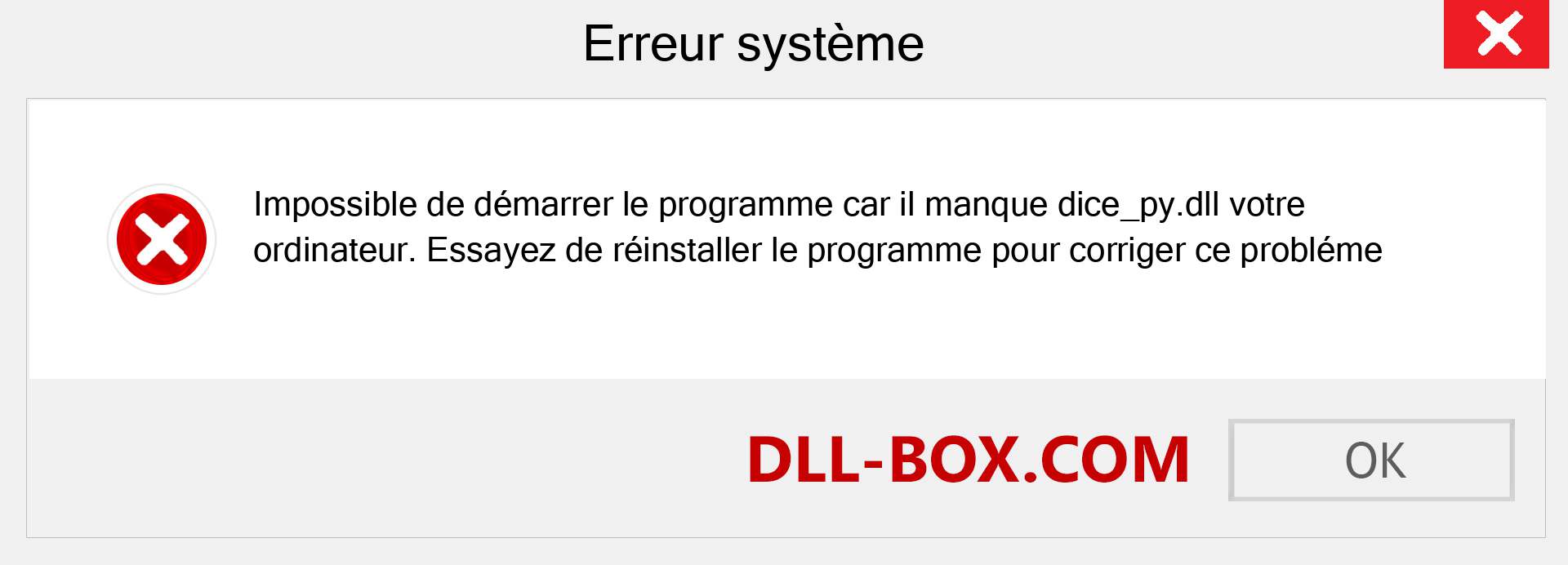 Le fichier dice_py.dll est manquant ?. Télécharger pour Windows 7, 8, 10 - Correction de l'erreur manquante dice_py dll sur Windows, photos, images